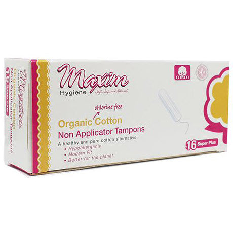 Maxim Hygiene Products Maxim Hygiene Products Tampons Organic Cotton Non Applicator Super Plus Tampons Light Gray