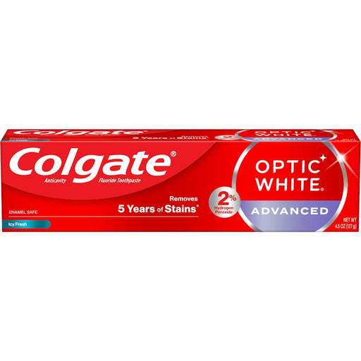 Colgate Colgate Optic White Advanced Anticavity Fluoride Icy Fresh Toothpaste 4.5 Oz Toothpaste Red