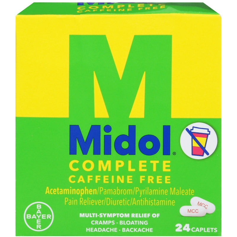 Midol Midol Complete Caffeine-Free Caplets, Menstrual Symptom Relief, 24 Count Medicine & Drugs Gold