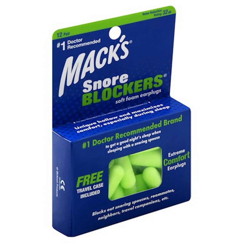 Mack's Mack's Snore Blockers Soft Foam Earplugs - 12 Pair Bonus Pack Earplugs White Smoke
