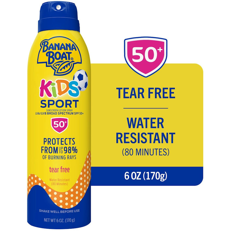 Banana Boat Banana Boat Kids Sport Tear-Free, Sting-Free Broad Spectrum Sunscreen Lotion Spray, SPF 50+ - 6 Ounce Sunscreen White Smoke