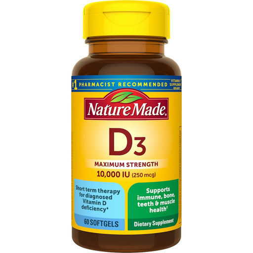 Nature Made Nature Made Vitamin D3, Maximum Strength, 10,000 IU, Softgels Vitamins & Supplements White Smoke