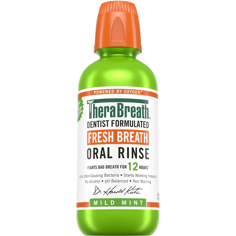 TheraBreath TheraBreath Oral Rinse, Fresh Mild Mint - 16 Fl Oz Mouthwash White Smoke