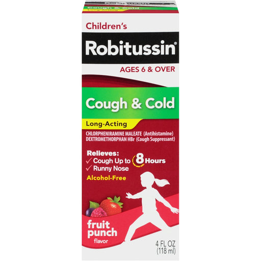 Robitussin Robitussin Children's Long Acting Cough And Cold Medicine, Fruit Punch Flavor 4 Fl Oz Health & Beauty Brown