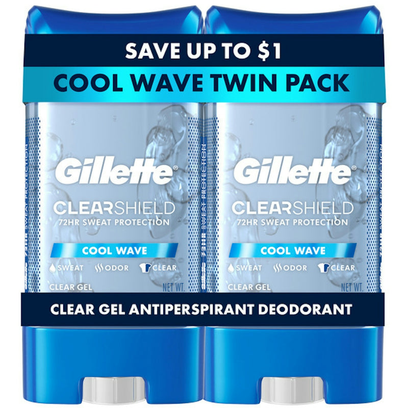 Gillette Gillette Antiperspirant And Deodorant For Men, Clear Gel, Cool Wave, Twin Pack Deodorant Light Steel Blue