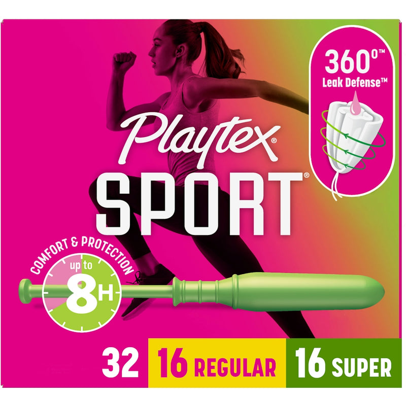 Playtex Playtex Sport Tampons, Super and Regular Multi-Pack - 32 ct Tampons Deep Pink