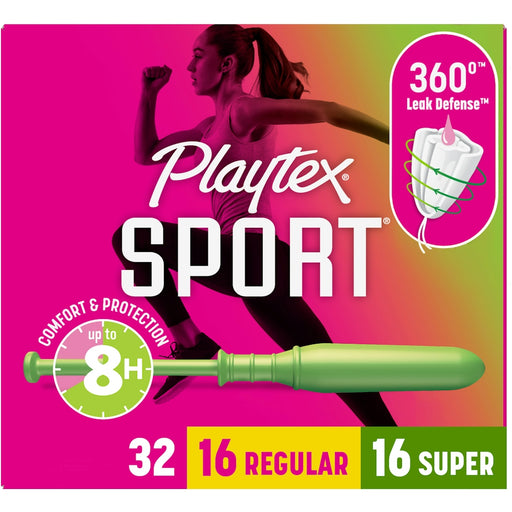 Playtex Playtex Sport Tampons, Super and Regular Multi-Pack - 32 ct Tampons Deep Pink