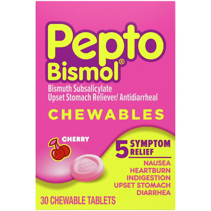 Pepto Bismol Pepto Bismol Upset Stomach Reliever/Antidiarrheal, Chewable Tablets, Cherry Health & Beauty Hot Pink