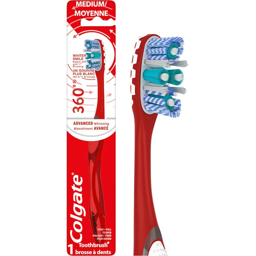 Colgate Colgate 360 Advanced Optic White Toothbrush, Medium Bristle Adult Toothbrushes White Smoke