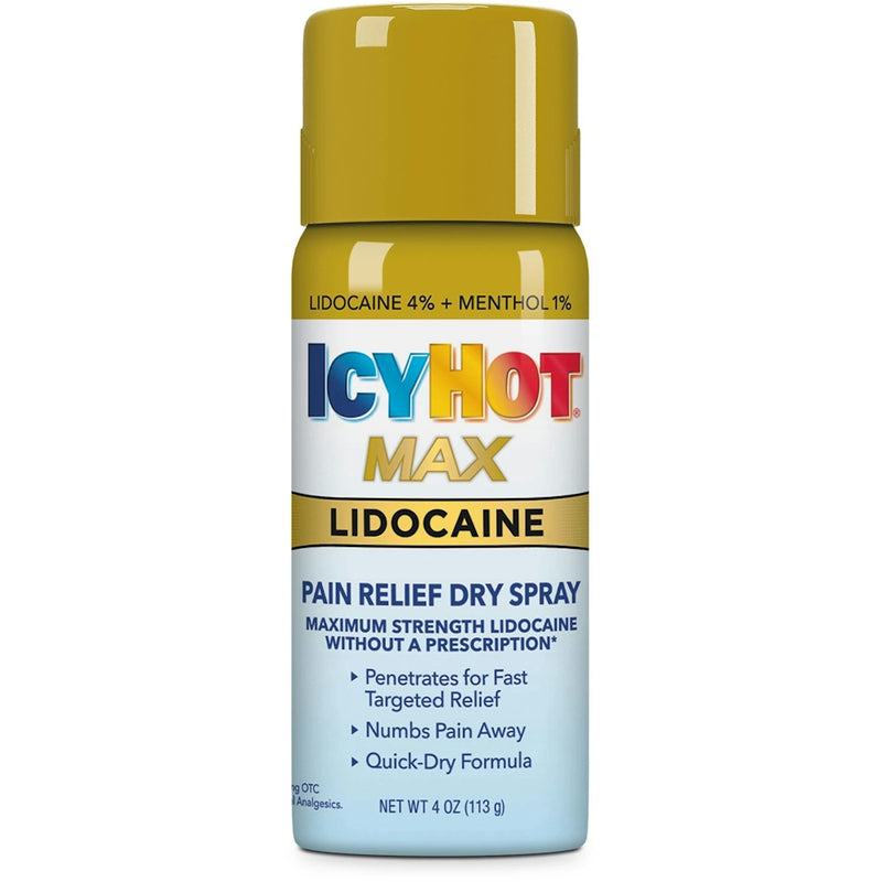 Icy Hot Icy Hot Pain Relief Spray, Dry, Max Strength, Lidocaine, Plus Menthol Health & Beauty Light Gray