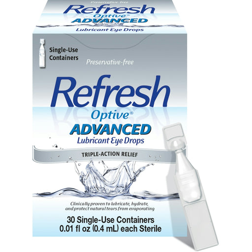 Refresh Refresh Optive Advanced Preservative-Free Lubricant Eye Drops - 30 Single-Use Containers Eye Drops & Lubricants White Smoke