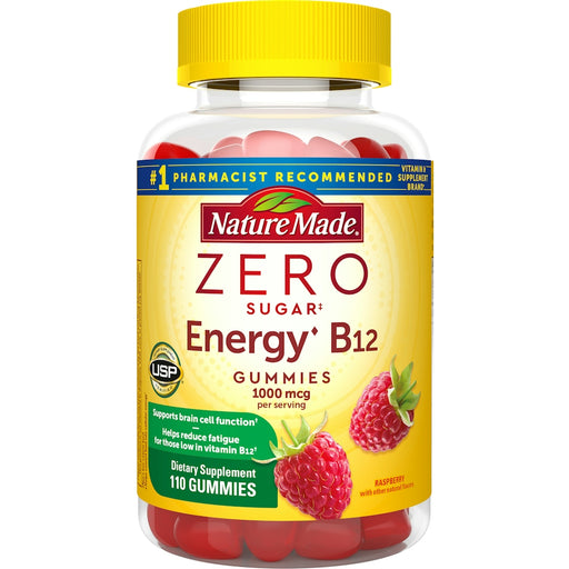 Nature Made Nature Made Zero Sugar Energy Vitamin B12 Gummies Brain Support Raspberry Vitamins & Supplements White Smoke