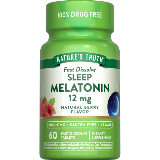 Nature's Truth Nature's Truth Natural Berry Flavor Fast Dissolve Tablets 12 Mg Sleep Melatonin Vitamins & Supplements White Smoke