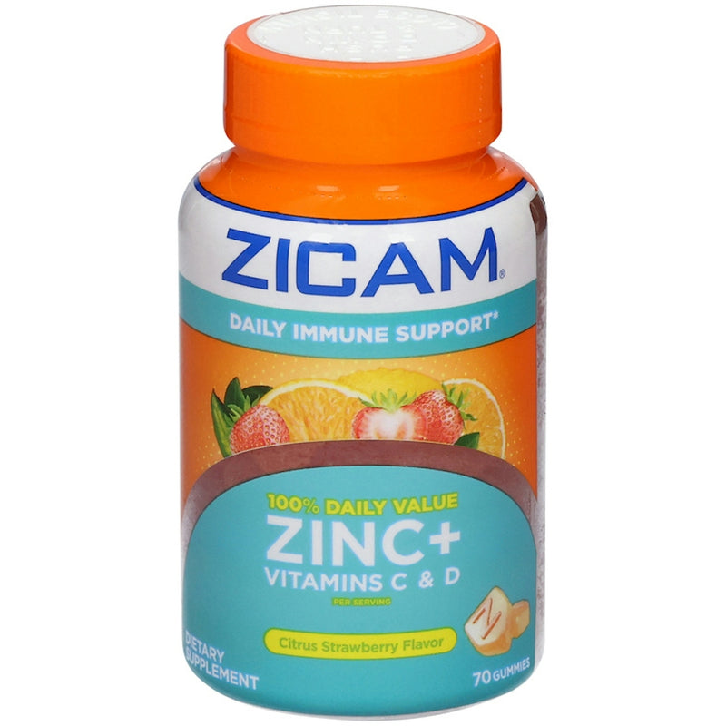 Zicam Zicam Zinc + Vitamin C & D, Gummies, Citrus Strawberry Flavor Vitamins & Supplements White Smoke