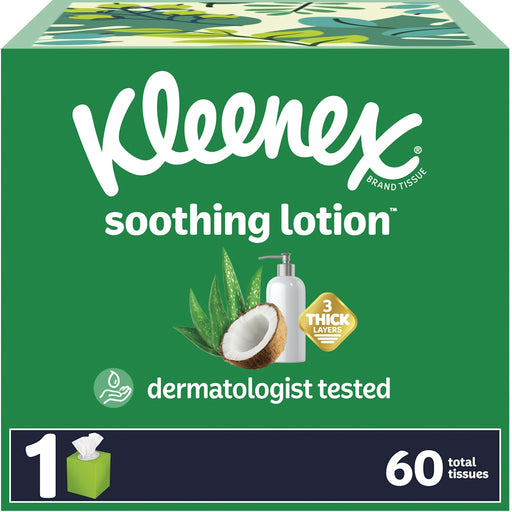 Kleenex Kleenex Soothing Lotion Facial Tissues With Coconut Oil, Aloe & Vitamin E Cube Boxes 3 Ply Facial Tissues Sea Green
