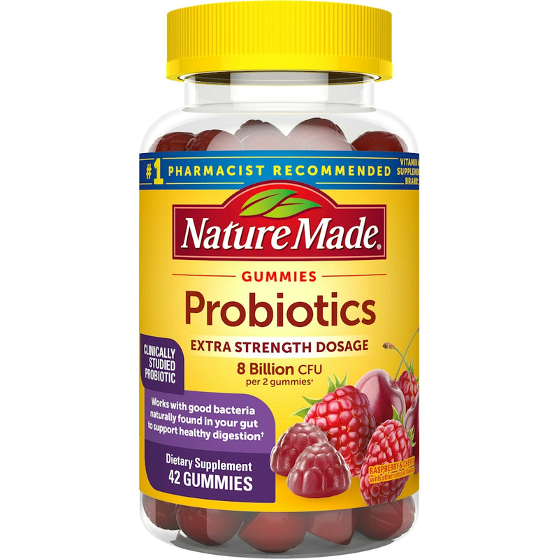 Nature Made Nature Made Ultra Strength Digestive Probiotic Gummies For Women And Men - Raspberry & Cherry - 42ct Vitamins & Supplements White Smoke