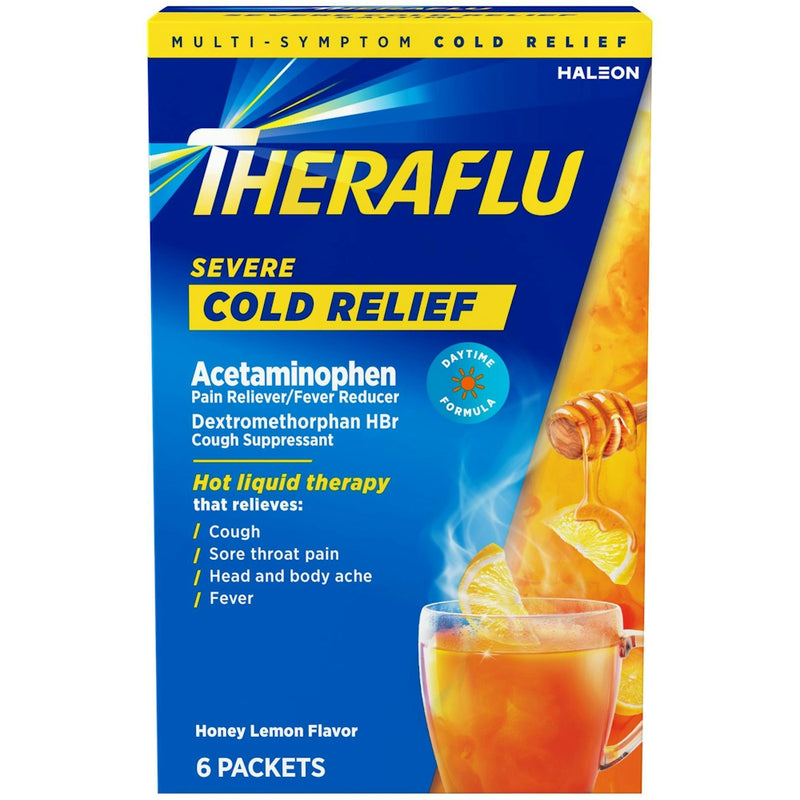 Theraflu Theraflu Cold Relief, Severe, Honey Lemon Flavor, Packets Honey Dark Cyan