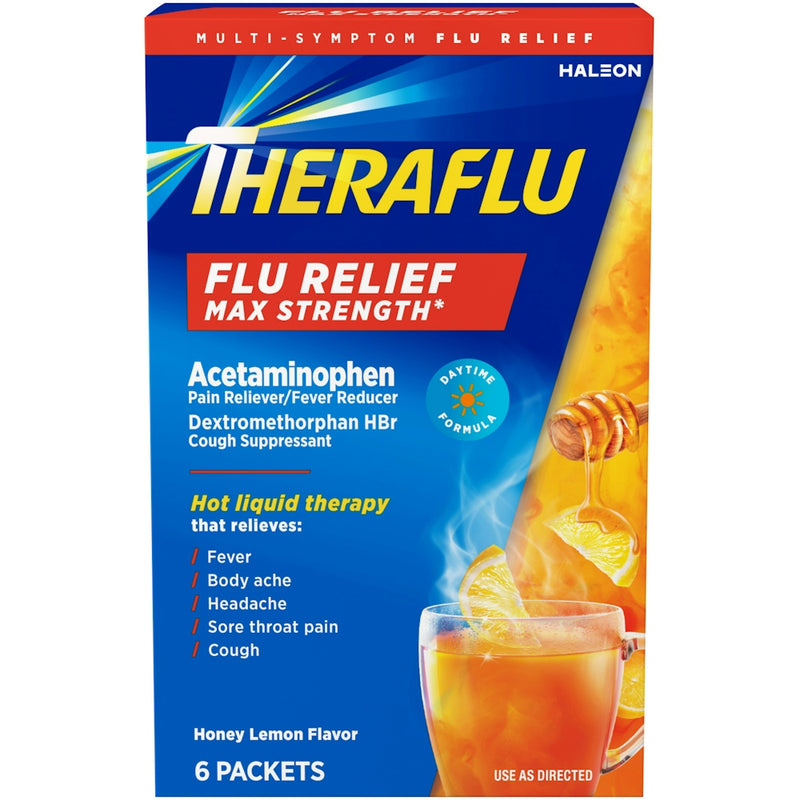 Theraflu Theraflu Hot Liquid Therapy Flu Relief Max Strength Packets Honey Lemon 6 Ct Health & Beauty Dark Cyan