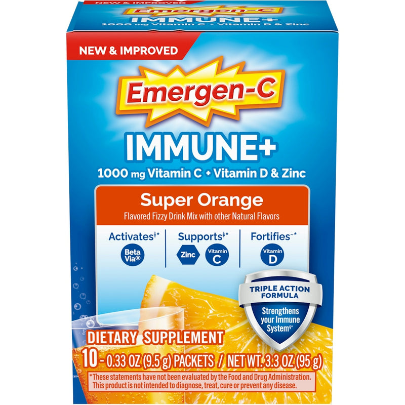 Emergen-C Emergen-C  Immune Support+Fizzy Drink Mix Super  Orange 10 Ct Vitamins & Supplements Light Sea Green