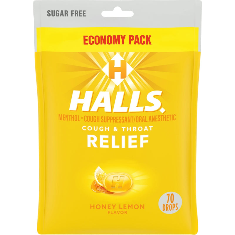 Halls Halls Cough & Throat Relief, Sugar Free, Honey Lemon Flavor, Economy Pack Health & Beauty Gold