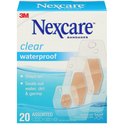 Nexcare Nexcare Waterproof Bandages, Clear & Breathable, Assorted Sizes, 20 Count First Aid Lavender
