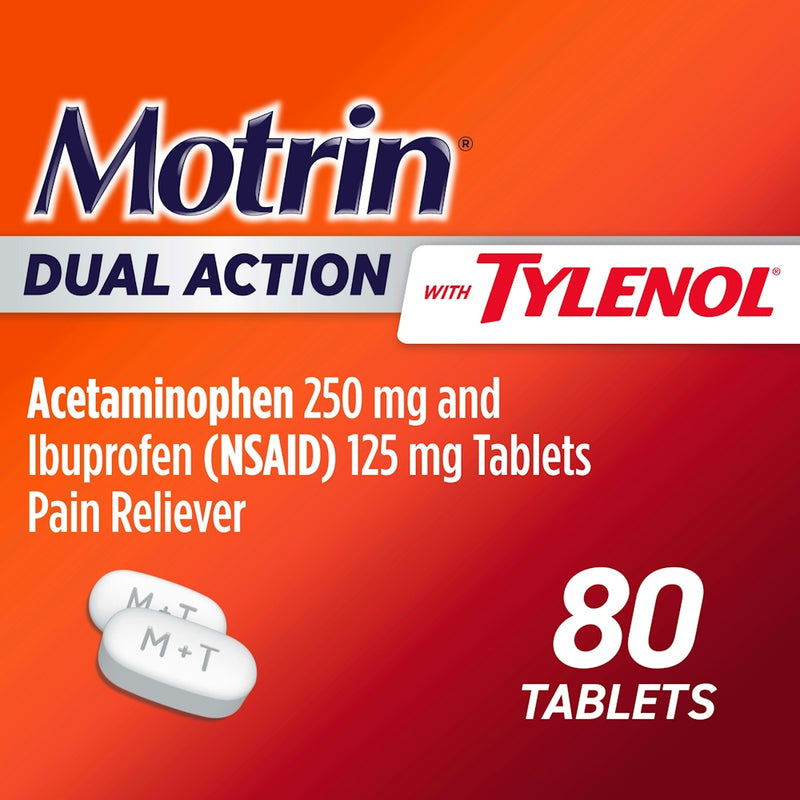 Motrin Motrin Ibuprofen + Acetaminophen, Dual Action, Tablets Health & Beauty Firebrick
