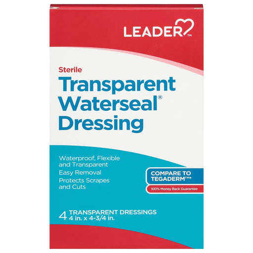 Leader Leader™ Transparent Waterseal Dressing - 4" x 4.75" - 8 Count (Waterproof Wound Care) Medical Tape & Bandages Light Sea Green