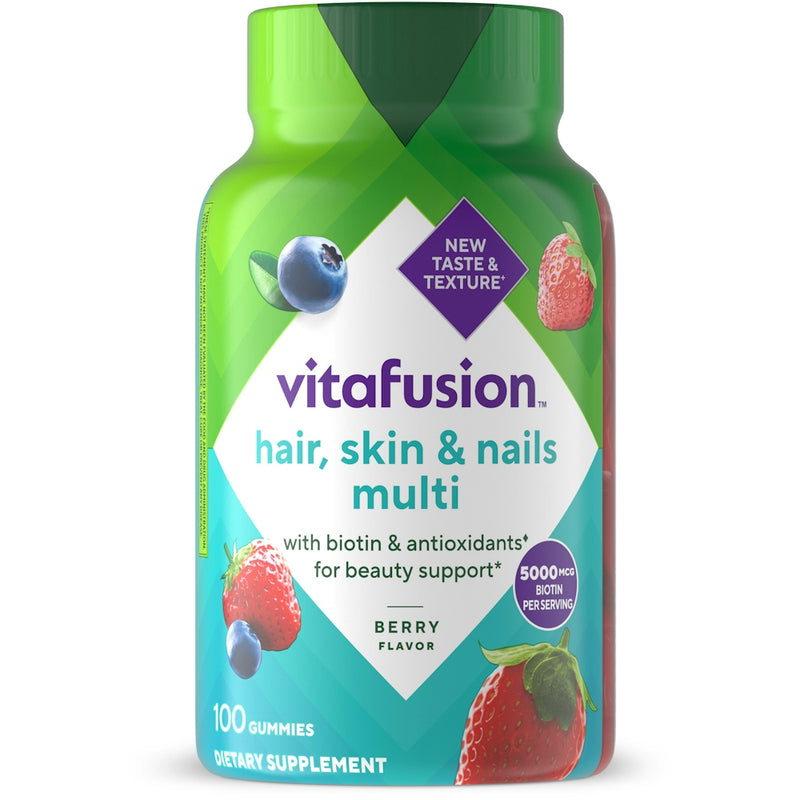 Vitafusion Vitafusion Gorgeous Hair, Skin & Nails Multivitamin Gummies, Raspberry Flavor, 100 Count Vitamins & Supplements White Smoke