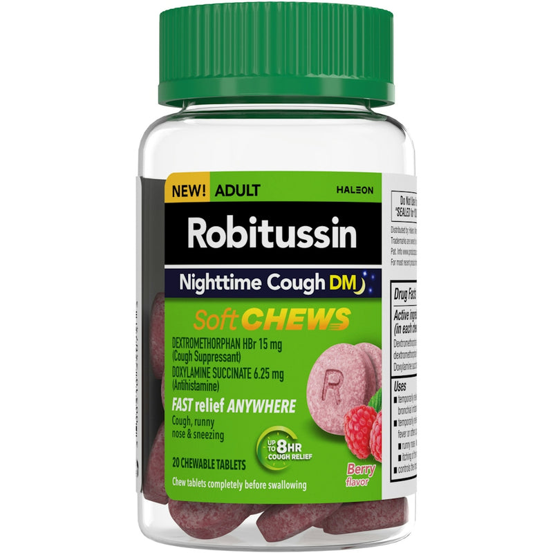 Robitussin Robitussin Soft Chews, Nighttime Cough DM, Adult Formula, Berry Flavor Health & Beauty White Smoke