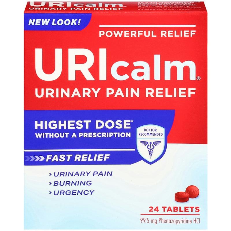 Uricalm Uricalm Max Strength Urinary Pain Relief, 99.5 mg Phenazopyridine HCl, 24 Tablets Medicine & Drugs Alice Blue