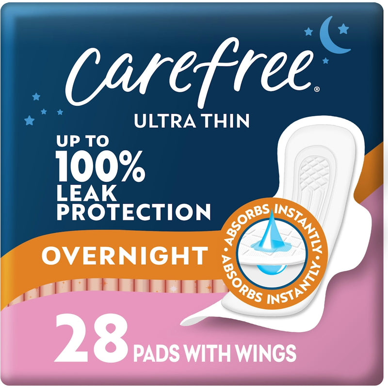 Carefree Carefree Ultra Thin Overnight Pads With Wings - 28ct Feminine Pads & Protectors Midnight Blue