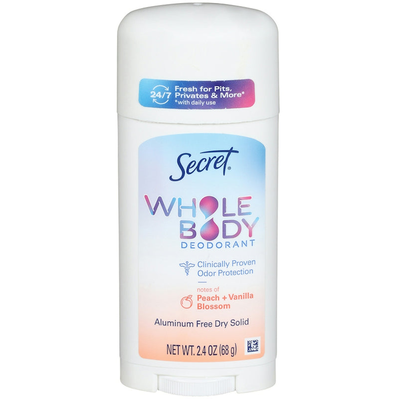 Secret Secret Whole Body Deodorant Stick, Peach & Vanilla Blossom, 2.4 oz - Aluminum-Free Deodorant Lavender