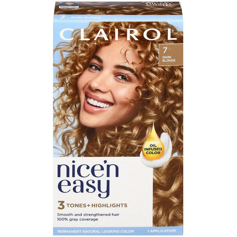Clairol Clairol Nice N Easy Permanent Hair Color, 7 Dark Blonde Hair Color White Smoke