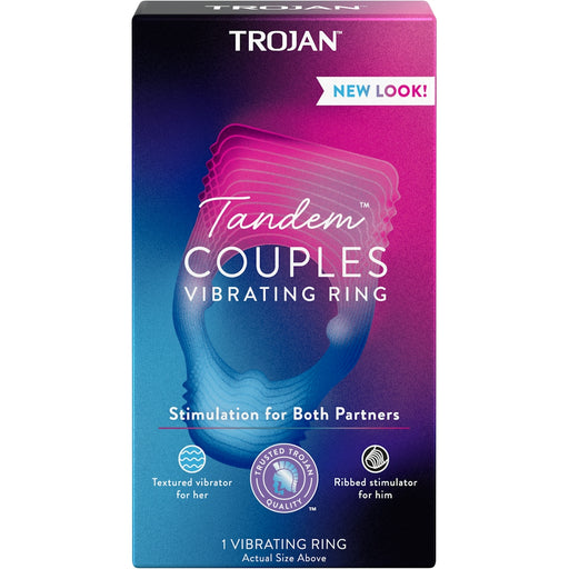 Trojan Trojan Vibrations Tandem Couples Vibrating Ring, Personal Massager Rings Black