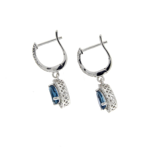 Bids.com .88ct London Blue Topaz Dangle Earrings 14KT White Gold Earrings White Smoke