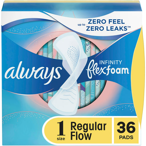 Always Always Infinity Size 1 Regular Pads with Wings, FlexFoam - 36 ct Feminine Pads & Protectors Alice Blue