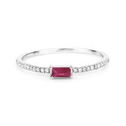 Bids.com 0.22 Carat Genuine Ruby and White Diamond 14K White Gold Ring Rings White Smoke size 5.00,size 6.00,size 7.00,size 8.00,size 9.00