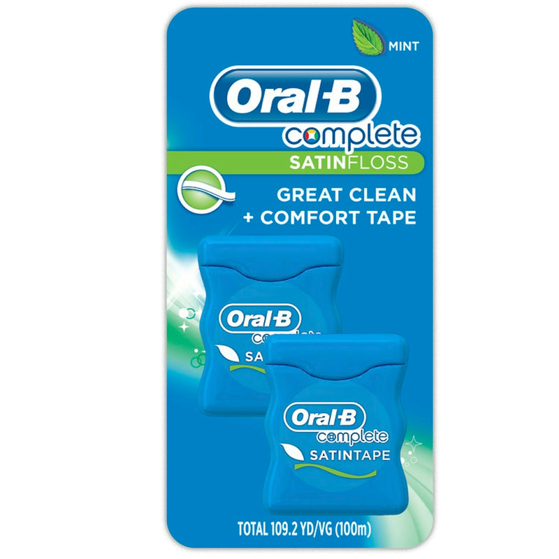 Oral B Oral B Complete Satin Dental Floss Mint, 50m, Twin Pack Oral Care Light Sea Green