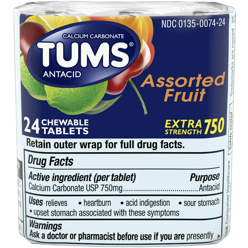 Tums Tums Extra Strength Heartburn Relief Chewable Antacid Tablets, Fruit, 8 Count Health & Beauty Alice Blue