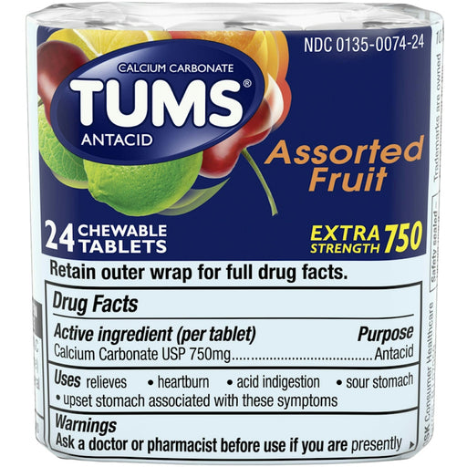 Tums Tums Extra Strength Heartburn Relief Chewable Antacid Tablets, Fruit, 8 Count Health & Beauty Alice Blue