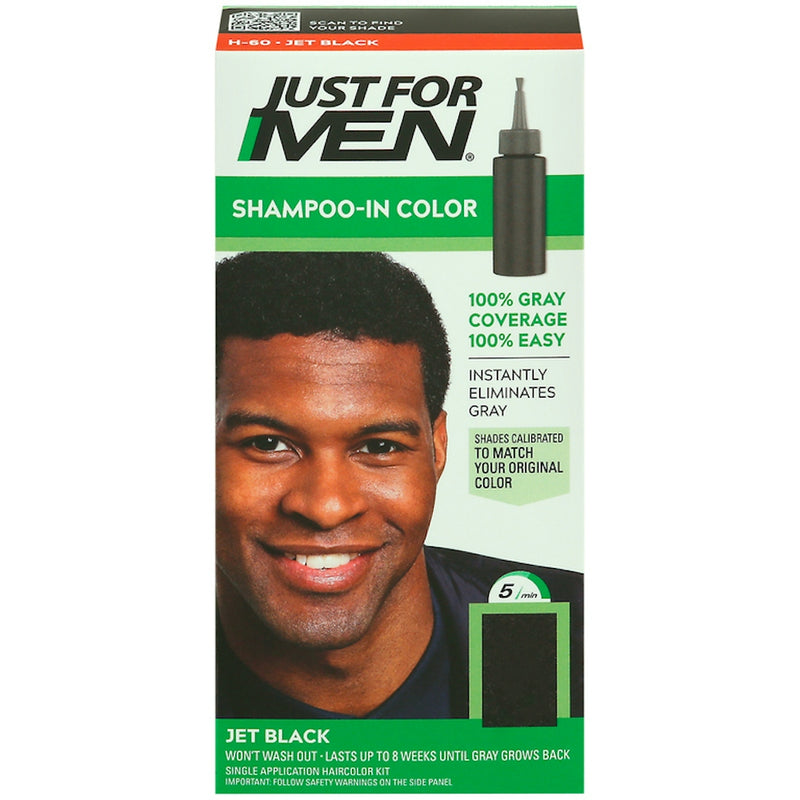 Just For Men Just For Men Shampoo In Hair Color H-60 Jet Black Shampoo Light Gray