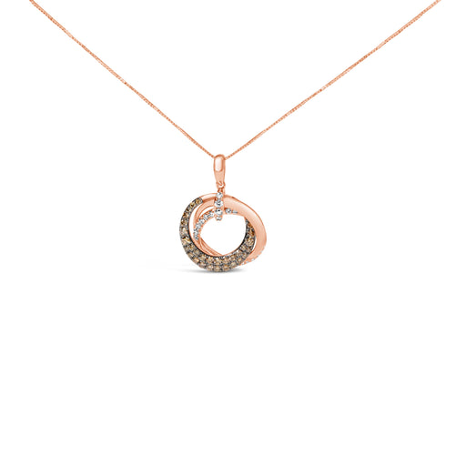 Bids.com 14K Rose Gold 3/4 Cttw Brown and White Diamond Interlocking Circle Hoop 18" Inch Pendant Necklace (G-H Color, SI2-I1 Clarity) Necklaces White Smoke Rose.Gold / 18