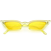 zeroUV Retro Women's Translucent Thin Cat Eye Color Tone Sunglasses C663 Sunglasses White Smoke Yellow Yellow