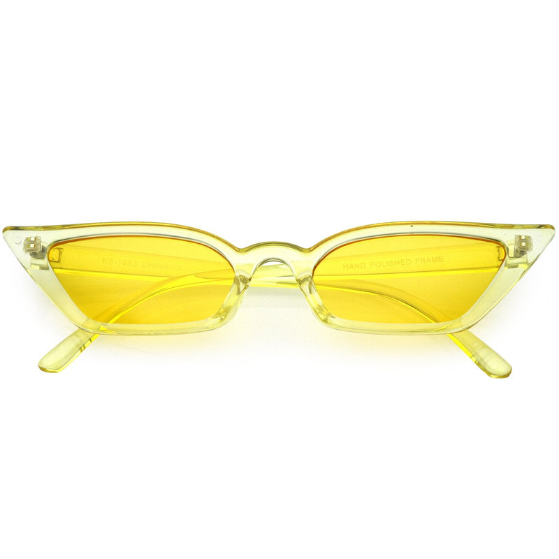 zeroUV Retro Women's Translucent Thin Cat Eye Color Tone Sunglasses C663 Sunglasses White Smoke Yellow Yellow