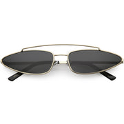 zeroUV Retro 1990's Slim Triangle  Color Tone Flat Lens Sunglasses C725 Sunglasses White Smoke Gold Smoke