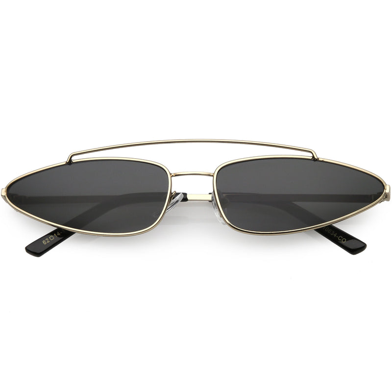 zeroUV Retro 1990's Slim Triangle  Color Tone Flat Lens Sunglasses C725 Sunglasses White Smoke Gold Smoke