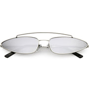 zeroUV Retro 1990's Slim Triangle  Color Tone Flat Lens Sunglasses C725 Sunglasses White Smoke Silver Silver Mirror