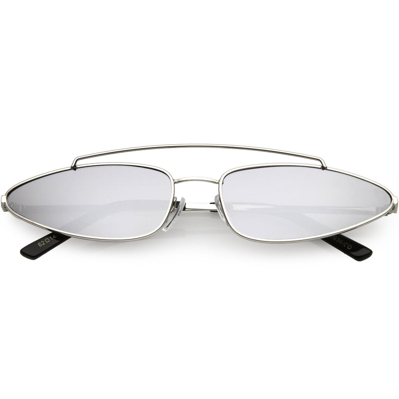zeroUV Retro 1990's Slim Triangle  Color Tone Flat Lens Sunglasses C725 Sunglasses White Smoke Silver Silver Mirror