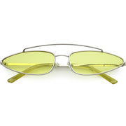 zeroUV Retro 1990's Slim Triangle  Color Tone Flat Lens Sunglasses C725 Sunglasses White Smoke Silver Yellow