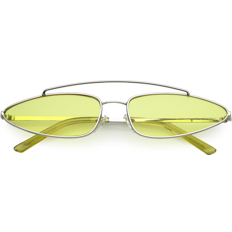 zeroUV Retro 1990's Slim Triangle  Color Tone Flat Lens Sunglasses C725 Sunglasses White Smoke Silver Yellow
